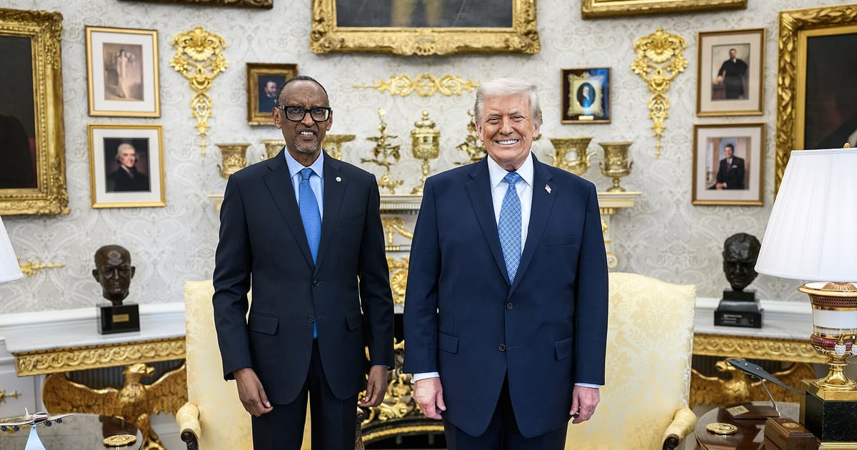President Donald Trump with President Paul Kagame and President Felix Tshisekedi at the signing of the Washington Accords