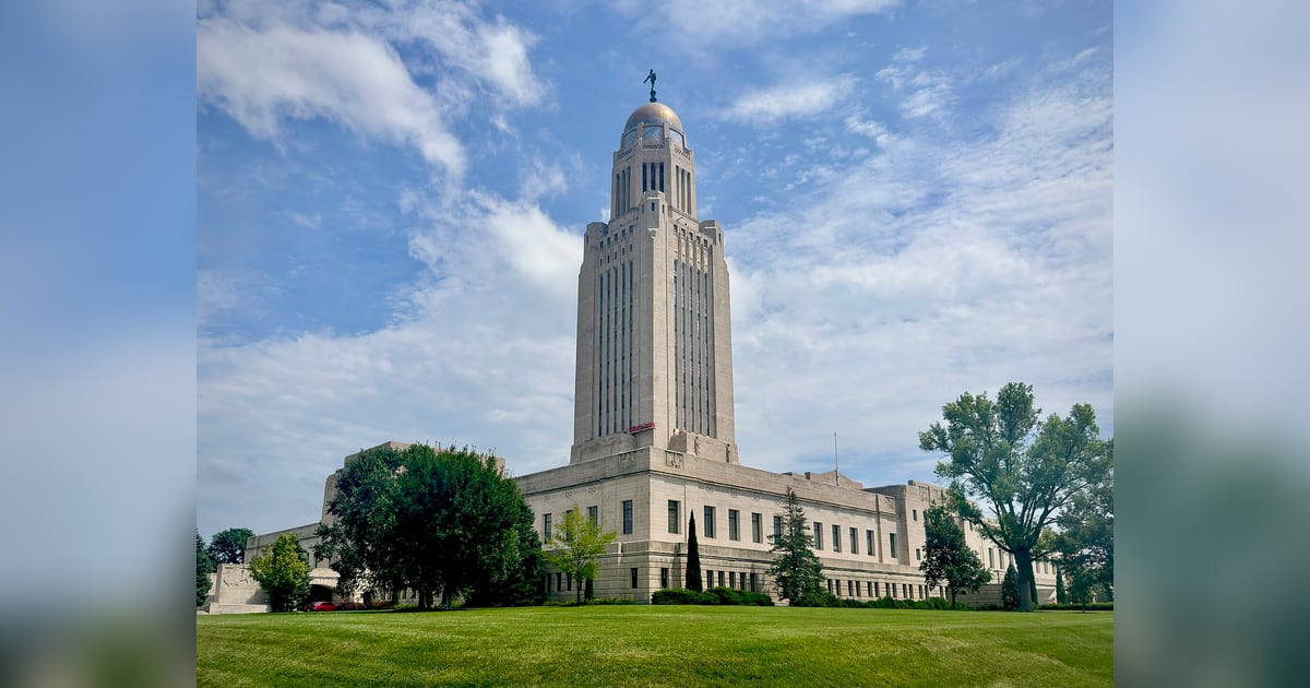 The Nebraska State Capitol tower in Lincoln