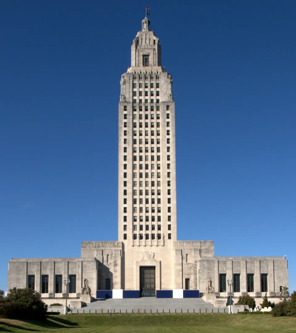 The Louisiana State Capitol tower in Baton Rouge