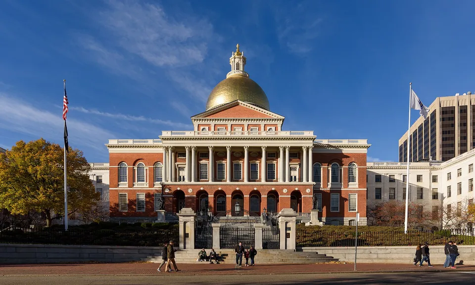 The gold-domed Massachusetts State House in Boston