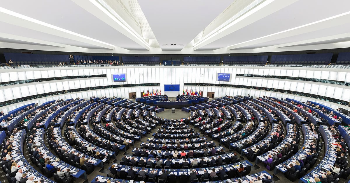 The European Parliament chamber in Strasbourg