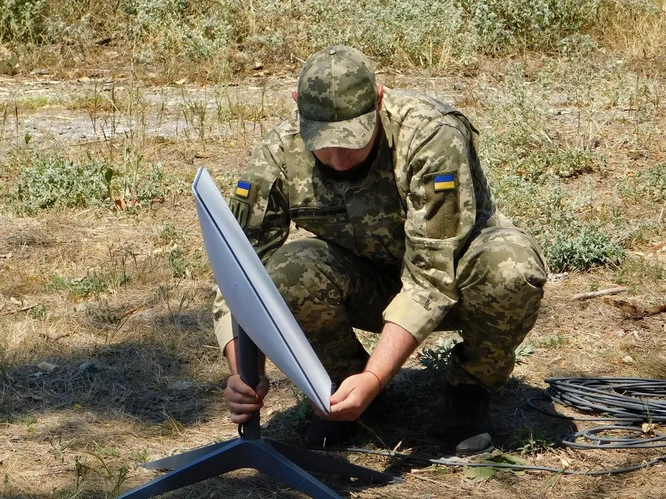 Starlink terminal used by Ukrainian forces