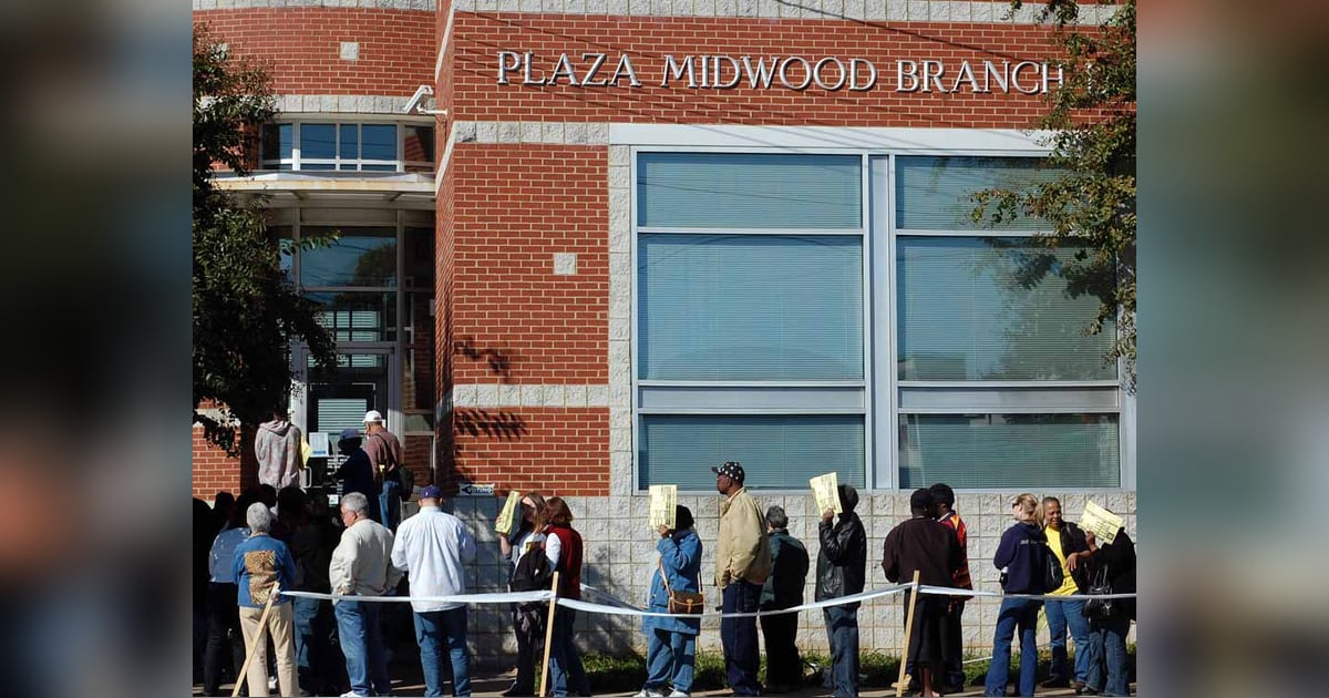 Voters lined up outside an early voting site in Charlotte, N.C.