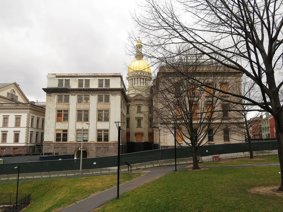The New Jersey State House with its gold dome in Trenton