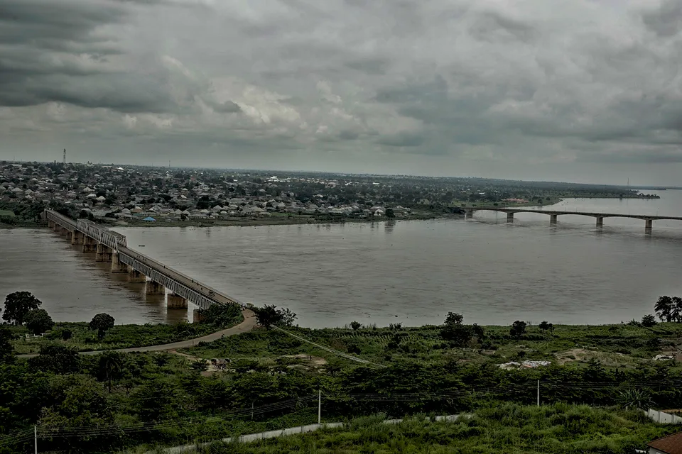 The River Benue at Makurdi with two bridges crossing it