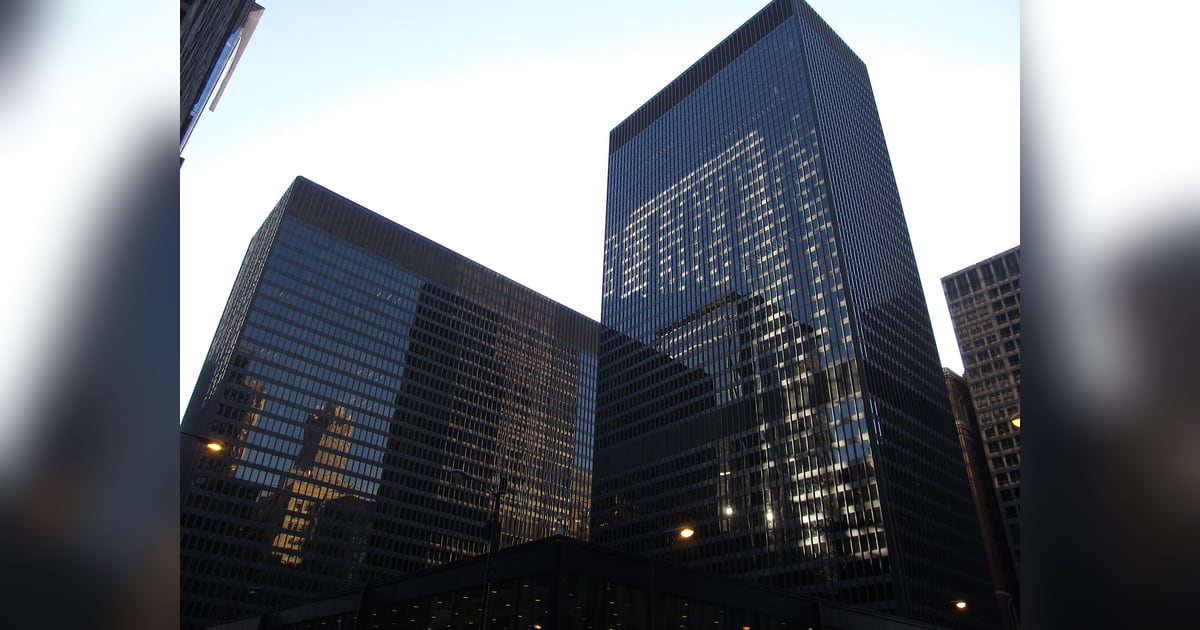The Dirksen United States Courthouse and Kluczynski Federal Building in downtown Chicago