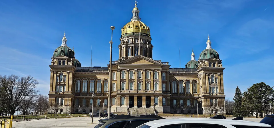 The gold-domed Iowa State Capitol in Des Moines