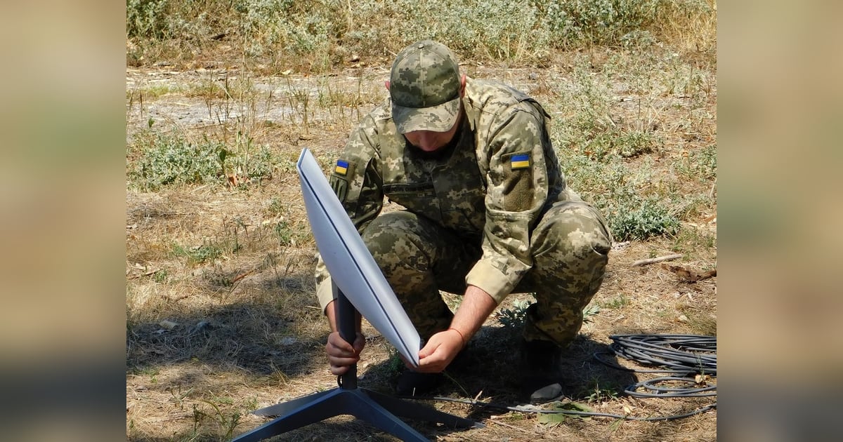Starlink terminal used by Ukrainian forces