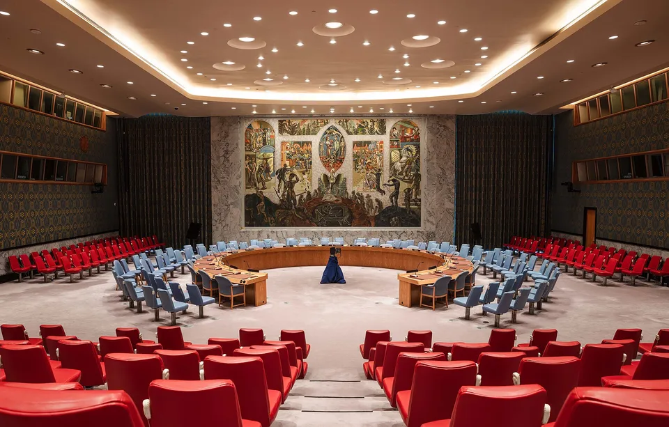 The U.N. Security Council chamber in session in New York